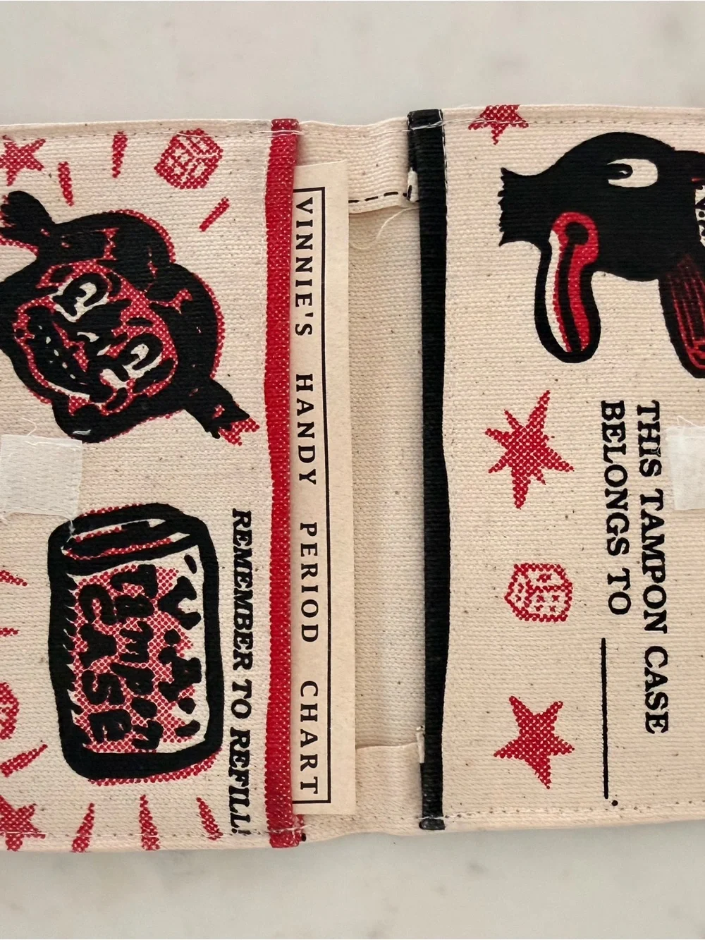 Tampon Case Cosmetic Pouch in Beige and Red